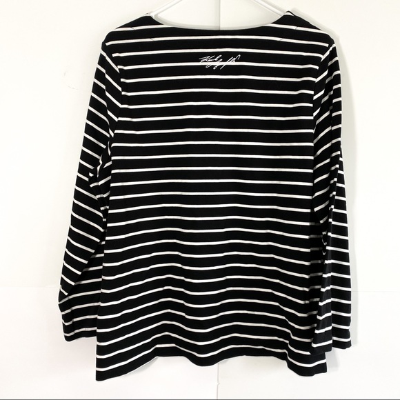 KARL LAGERFELD Striped Cotton Top button detail on the shoulder - Picture 2 of 3